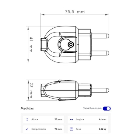 Plugue Macho Reto 2P 20A Branco 57402004 TRAMONTINA ELETRIK-838408a5-18e8-45a9-bdba-4d68ff77ac24