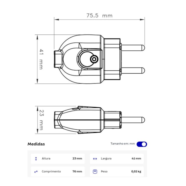 Plugue Macho Reto 2P 20A Branco 57402004 TRAMONTINA ELETRIK-15211b46-aa9a-411b-ba45-7e28d310addd