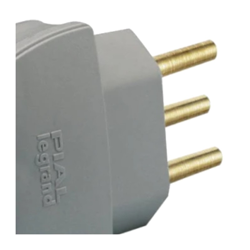 Plugue Macho Reto 2P+T 10A 250V Cinza 6158 21 PIAL - Anhanguera