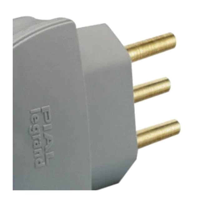 Plugue Macho Reto 2P+T 10A 250V Cinza 6158 21 PIAL-2956d639-22e0-4c28-845f-2abd50b45be7