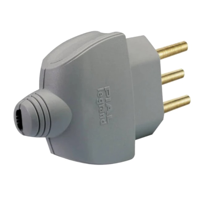 Plugue Macho Reto 2P+T 10A 250V Cinza 6158 21 PIAL-eb575972-f668-468b-b0c2-3080a8220f46