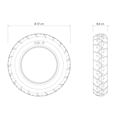Pneu em Borracha para Carrinho de Mão 3.5/8