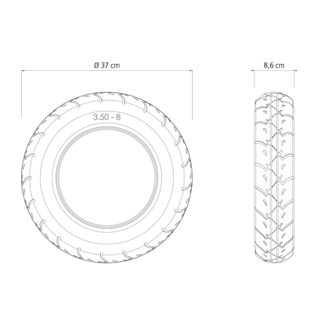 Pneu em Borracha para Carrinho de Mão 3.5/8