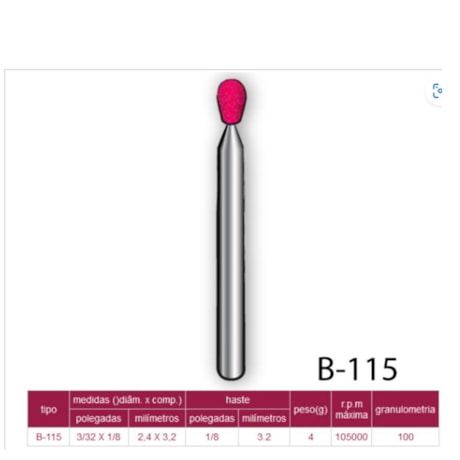 Ponta Montada 2,5x03 Haste 1/8