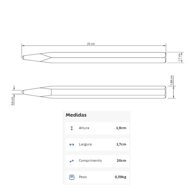 Ponteiro Sextavado 8