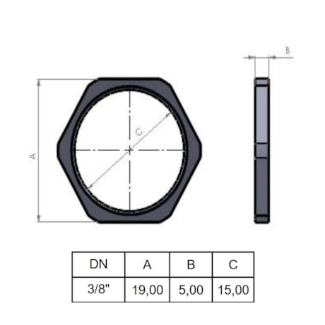 Porca Conduíte Aço para Fixação de Conectores 3/8
