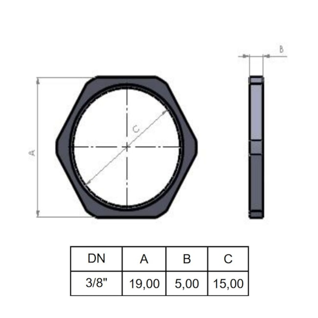 Porca Conduíte Aço para Fixação de Conectores 3/8