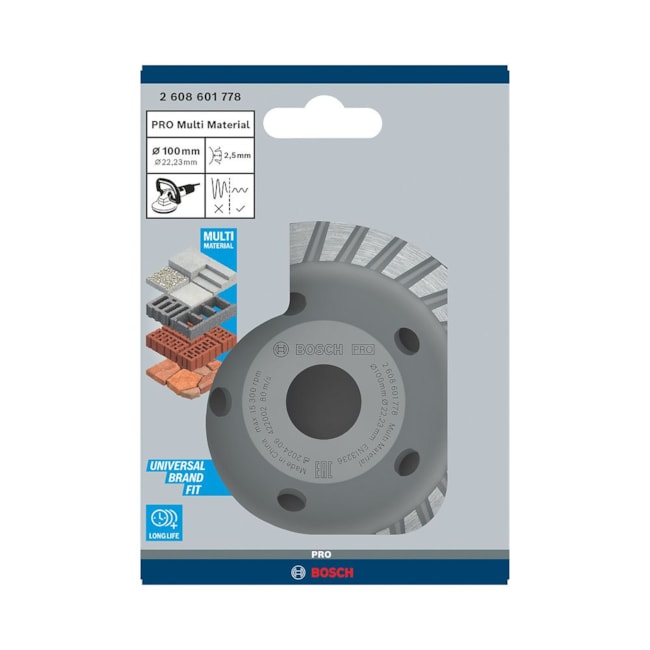 Prato Diamantado PRO Multi Material Turbo 100 x 22,23 x 2,5mm 2608601778 BOSCH-db216870-b973-4d7d-ac1d-e3191853492c
