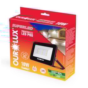 Projetor Led 10W 6500K Bivolt Preto 03261 OUROLUX