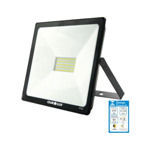 Projetor Refletor LED 150W 6500K Bivolt Preto 03268 OUROLUX -46efb68d-51e2-4202-af26-7ec03d302e90