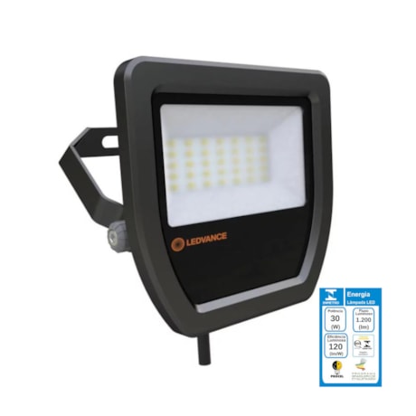 Projetor Refletor Led 30W 5000K Bivolt Preto FLOODLIGHT OSRAM