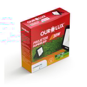 Projetor Refletor LED 30W 6500K Bivolt Preto 3263 OUROLUX