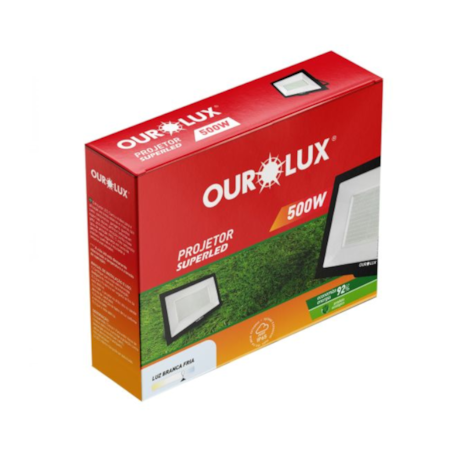 Projetor Superled Slim 500W 6500K Preto Bivolt 3278 OUROLUX