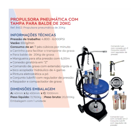 Propulsora Pneumática de Graxa com Tampa Tambor 20KG 8452 HYDRONLUBZ-579cc158-8788-43c3-a158-e9741ae95701