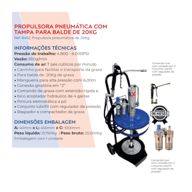 Propulsora Pneumática de Graxa com Tampa Tambor 20KG 8452 HYDRONLUBZ-c5654062-daf8-4d1e-9ee7-104f997e4238