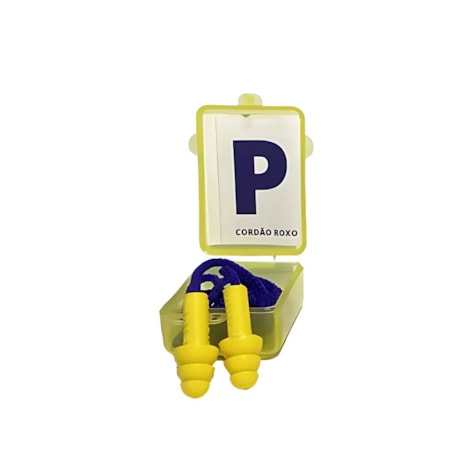 Protetor Auricular de Silicone Amarelo Cordão Roxo Tamanho P CA 41614 MAXXI ROYAL