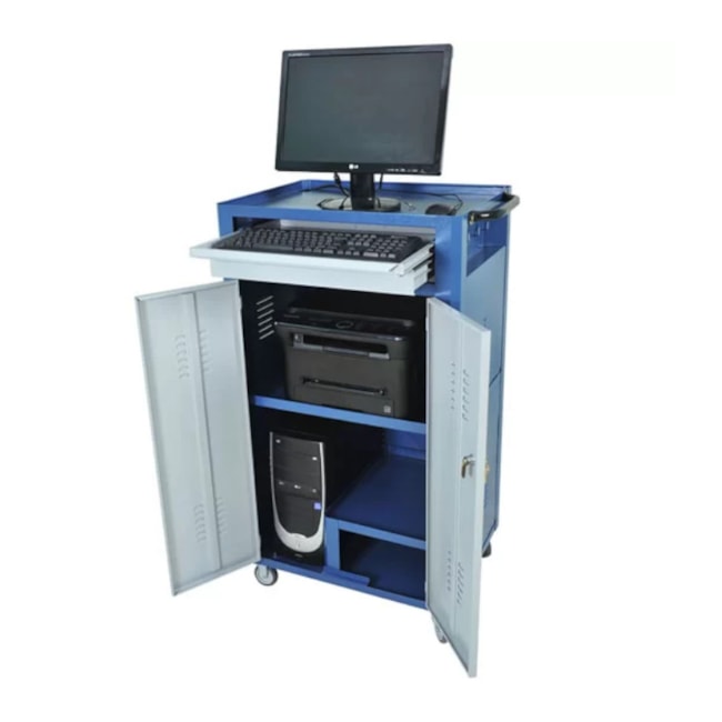 Rack Fechado para Computador com 2 Gavetas Azul R-4 FERCAR-3ccf7afe-2db5-4293-96a9-9830d29245a5