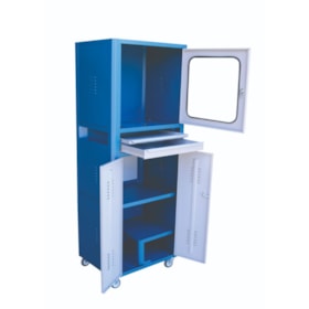 Rack para Microcomputador Fechado com 2 Gavetas 1720x650x490mm Azul R5 FERCAR