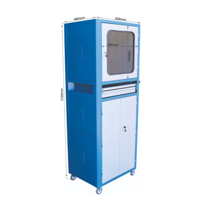 Rack para Microcomputador Fechado com 2 Gavetas 1720x650x490mm Azul R5 FERCAR-114d0e78-c4b6-45d0-99db-db24928d89ac
