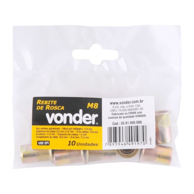 Rebite Aço Carbono Rosca M8 com 10 Peças 3581000080 VONDER-b8eee802-79fd-459e-99e3-c3a42d494921