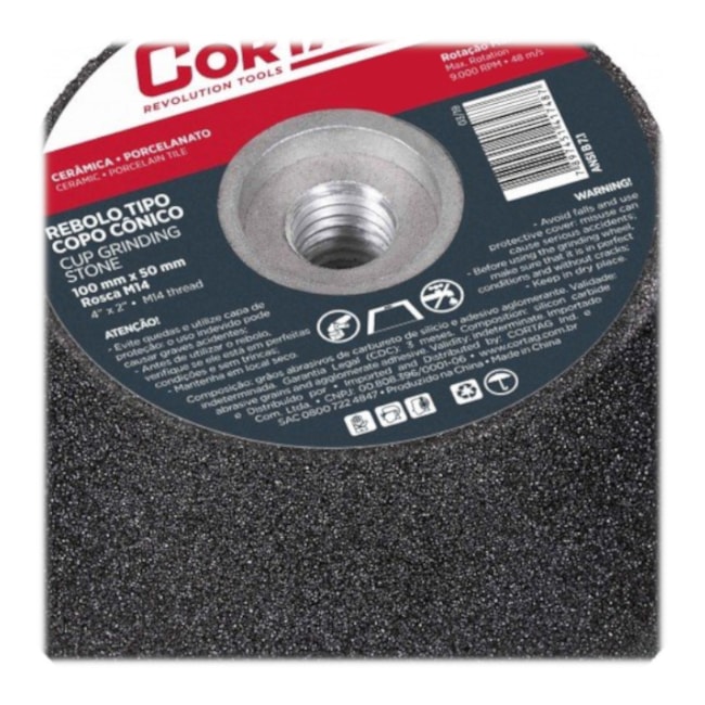 Rebolo Copo Cônico 10x50mm Grão 80 61749 CORTAG-a150e1a8-1951-4a8c-b7b0-832aeb80259b