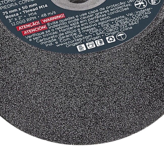 Rebolo Copo Cônico 75mm x 50mm Grão 60 M14 G-60 62112 CORTAG-a420827c-ae5b-4dcb-89ed-bb88a88d1661