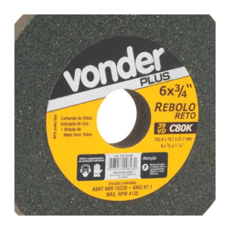 Rebolo Reto 6mm 3/4'' Grão 100 1261634100 VONDER-6827fddc-15fb-4196-9463-1539d3e9fa3b