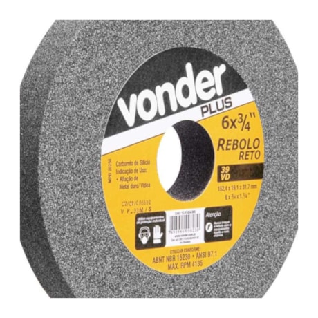 Rebolo Reto 6mm 3/4'' Grão 120 1261634120 VONDER-92e32360-219e-48f1-b2ba-a06f78918eb0