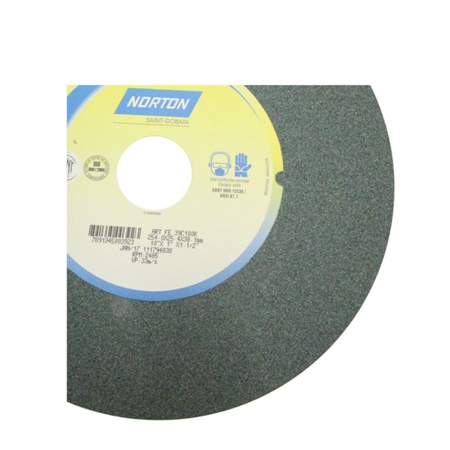Rebolo Reto de Widia 10'' X 1'' X 1.1/2'' Grão 100 ART 39C 100K NORTON-60c455a5-aebf-4a37-879e-93168bf87397