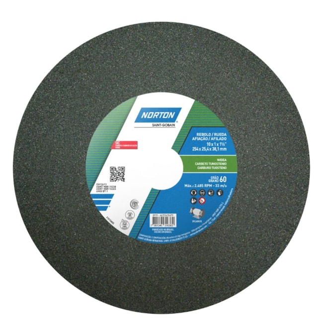 Rebolo Reto de Widia 10'' X 1'' X 1.1/2'' Grão 60 ART 39C 60K NORTON -286da33d-4b82-4e5a-9e3f-cd20d15f6285
