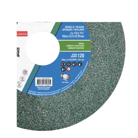 Rebolo Reto de Widia 6'' X 1/2'' X 1.1/4'' Grão 120 FE 39C 120K NORTON-7b394f74-3341-461d-a403-baf4d1e668c9
