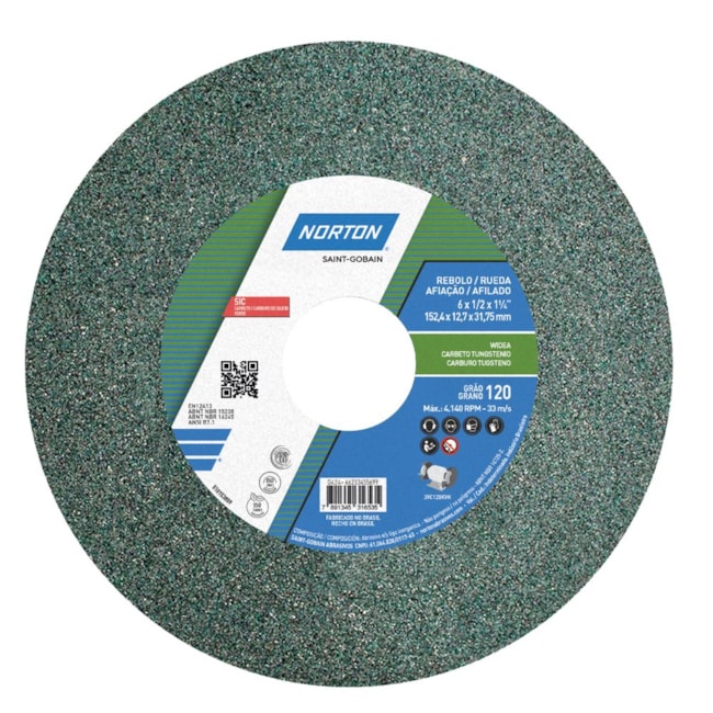 Rebolo Reto de Widia 6'' X 1/2'' X 1.1/4'' Grão 120 FE 39C 120K NORTON-18c1f3a4-3b71-4bbe-980e-c9f38e7d2687