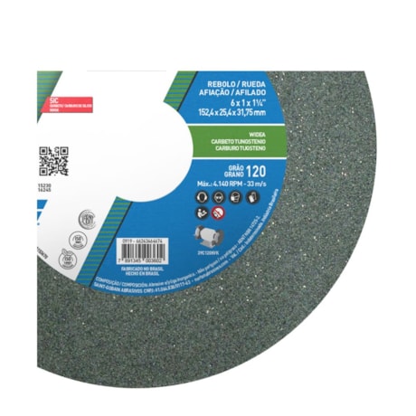 Rebolo Reto de Widia 6'' X 1'' X 1.1/4'' Grão 120 FE 39C 120K NORTON-1b2f628b-d48c-4ae8-a730-096ef36133e8