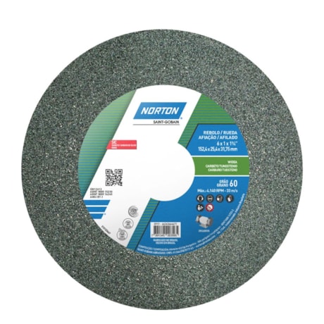 Rebolo Reto de Widia 6'' X 1'' X 1.1/4'' Grão 60 FE 39C 60K NORTON-ee985afd-80de-420f-b7e7-8a25f7663f2a