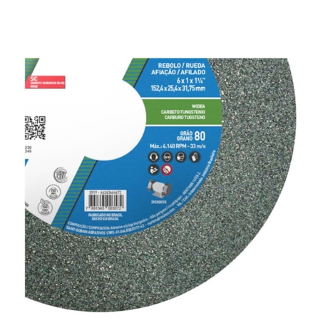 Rebolo Reto de Widia 6'' X 1'' X 1.1/4'' Grão 80 FE 39C 80K NORTON-59cbfa47-cea5-4279-a154-e01221a9bf6c