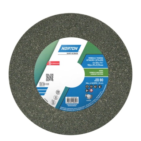 Rebolo Reto de Widia 6'' X 3/4'' X 1.1/4'' Grão 80 FE 39C 80K Norton -f6461a88-320f-47b7-8acc-0428cf87184b