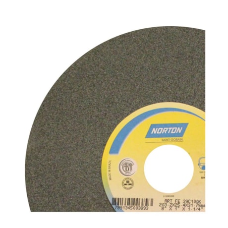 Rebolo Reto de Widia 8'' X 1'' X 1.1/4'' Grão 100 FE 39C 100K NORTON-f5798e68-f797-4a2f-bbad-1553492fc995