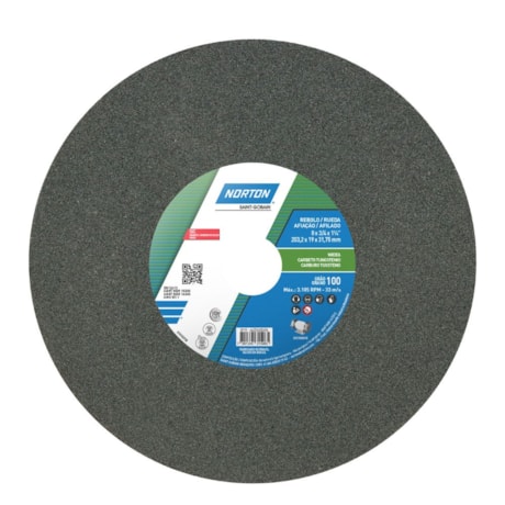 Rebolo Reto de Widia 8'' X 3/4'' X 1.1/4'' Grão 100 FE 39C 100K NORTON-f0ee5070-c221-46e1-98b0-cb88aebae8c9