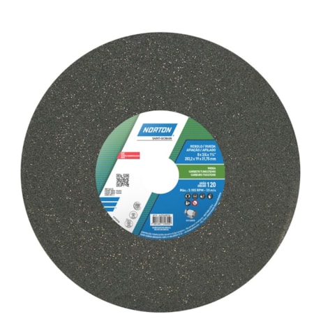 Rebolo Reto de Widia 8'' X 3/4'' X 1.1/4'' Grão 120 FE 39C 120K NORTON-f704d574-23b0-4e36-8300-a5388b8ca279