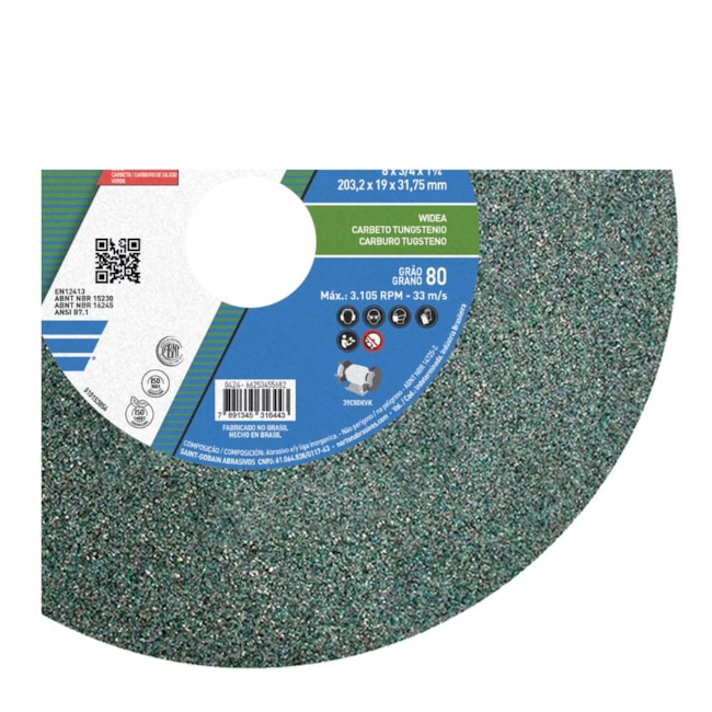 Rebolo Reto de Widia 8'' X 3/4'' X 1.1/4'' Grão 80 FE 39C 80K NORTON -b13fcdfb-ab24-4c6a-9e19-449f13649cce