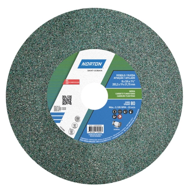 Rebolo Reto de Widia 8'' X 3/4'' X 1.1/4'' Grão 80 FE 39C 80K NORTON -24cf53e1-9ac0-4a52-b46b-1156cacf8524