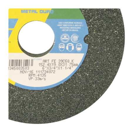 Rebolo Reto de Widia 8'' x 3/4'' x 1.1/4'' Grão FE 39C 60K NORTON-6ca96e3a-51b6-40e2-9a39-0c31d63c6a2f