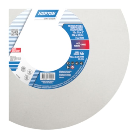Rebolo Reto para Ferramentaria 10'' X 1.1/4'' x 3'' Grão 46 ART 38A 46K NORTON-f1159789-677c-41c6-859e-6ca3b81fcb12