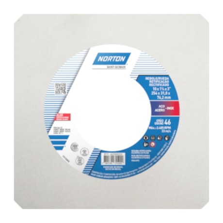 Rebolo Reto para Ferramentaria 10'' X 1.1/4'' x 3'' Grão 46 ART 38A 46K NORTON-dae11594-c56c-407c-89eb-d1de44b7771f