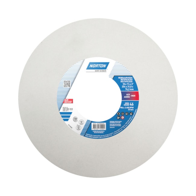 Rebolo Reto para Ferramentaria 10'' X 1.1/4'' x 3'' Grão 46 ART 38A 46K NORTON-ef4e5365-2e6a-4606-b8eb-5847ef553f48