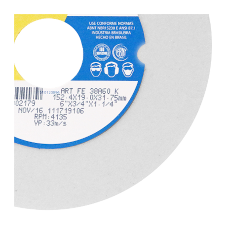 Rebolo Reto para Ferramentaria 6'' X 3/4'' X 1.1/4'' Grão 60 FE 38A 60K NORTON-65c954e9-0d03-4e93-bcb8-e82a15cd0652