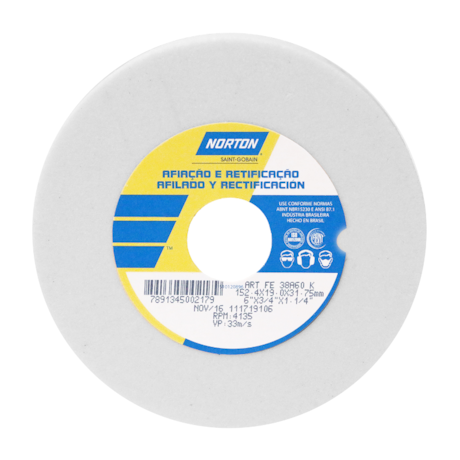 Rebolo Reto para Ferramentaria 6'' X 3/4'' X 1.1/4'' Grão 60 FE 38A 60K NORTON-87ebc695-a940-4d60-8d55-dd085ee9ede5