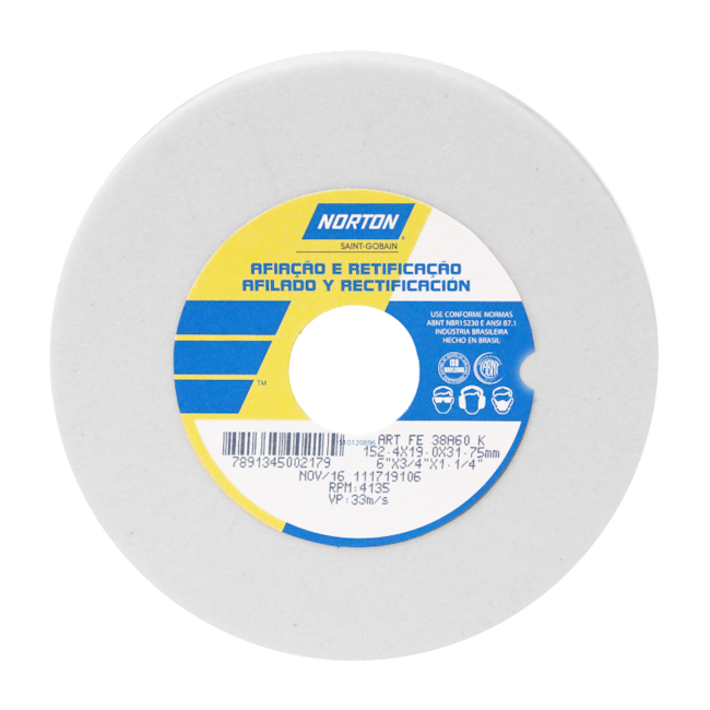Rebolo Reto para Ferramentaria 6'' X 3/4'' X 1.1/4'' Grão 60 FE 38A 60K NORTON-155a182c-fc0b-4f71-a2f5-f6e90ca8631c
