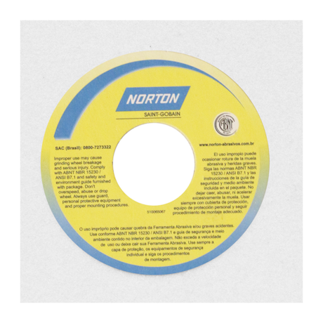 Rebolo Reto para Ferramentaria 8'' X 1'' X 1.1/4'' Grão 60 FE 38A 60K NORTON-2cea2656-169b-4899-b37a-6b3afae1d299