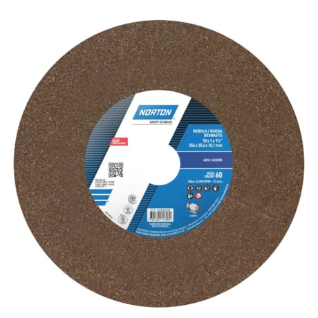 Rebolo Reto para Uso Gera 10'' X 1'' X 1.1/2'' Grão 60 ART A60 NVS NORTON-75889ff1-6d47-4792-a299-f09c8e60e829